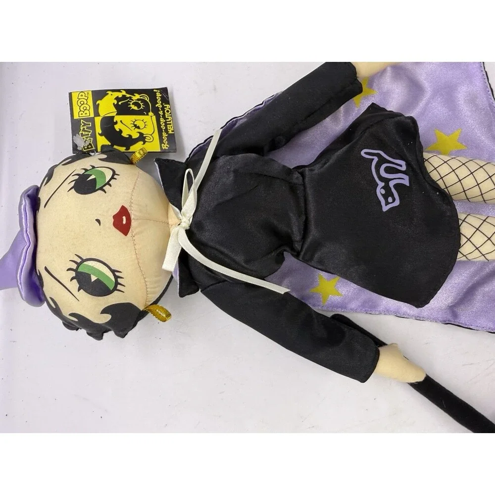 Vintage 2000 Kellytoy Betty Boop 17” Cape Betty w/ Broom Halloween Witch Plush